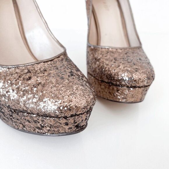 Nine West Womens Fortonight Glitter Classic Platform Stiletto Pump Bronze Sz 7.5 - Picture 4 of 8